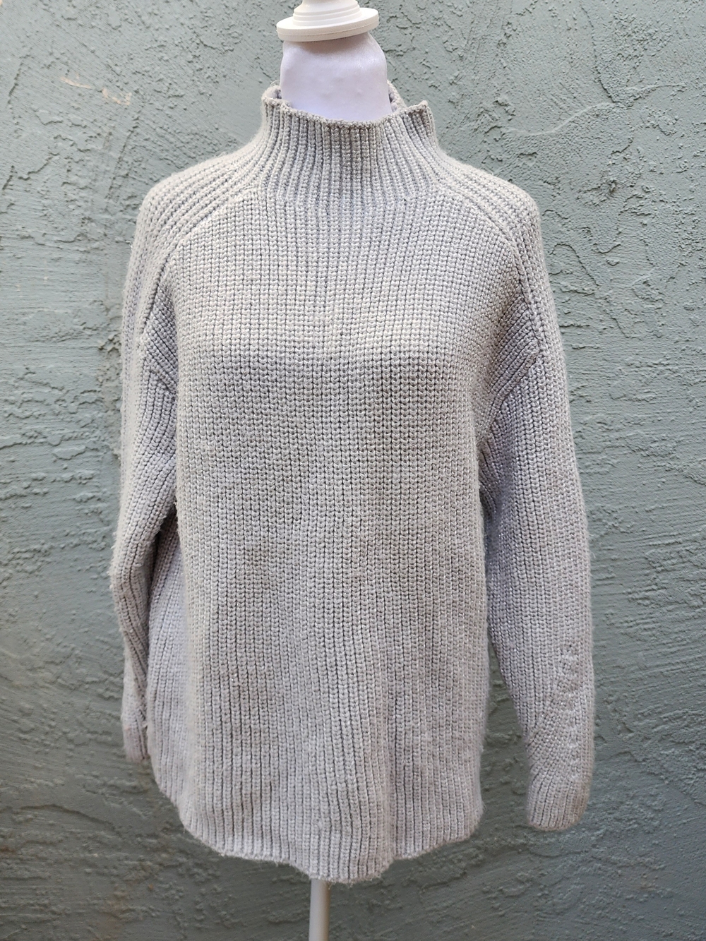 Ann Taylor Gray Chunky Knit Mock Neck Sweater Pullover Size [S]